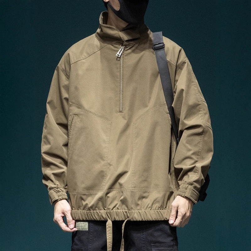 American Style Retro Bomber Jacket Mens Loose Fit Versatile All Season Coat