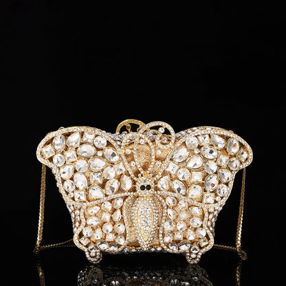 High-end Luxurious Heavy-Embroidered Shiny Champagne Bottle Rhinestone Evening Bag