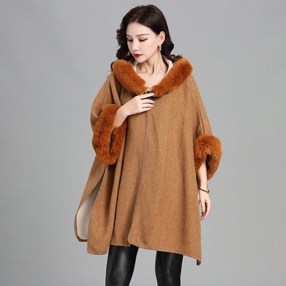 Mid-length Fur Coat Womens Knitted Cardigan