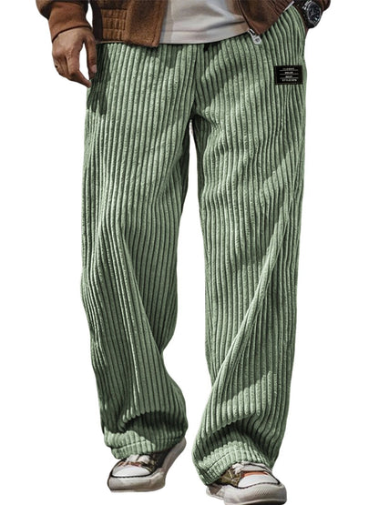 Pocket-embroidered Black-label Loose Straight-leg Casual Pants