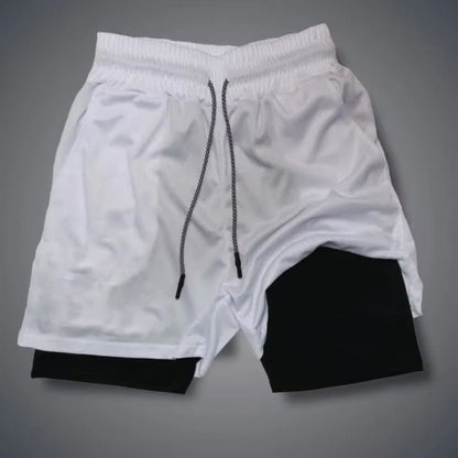 Mens Double-Layer Breathable Casual Shorts With A False Two-Piece Design