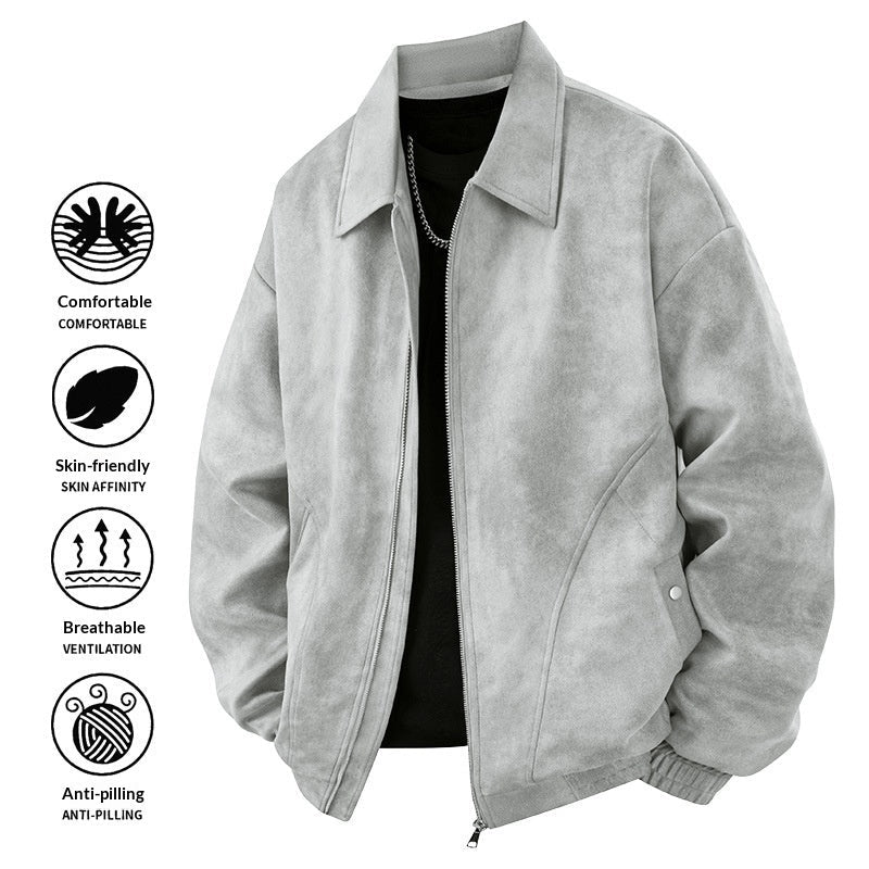 Mens American-style Jacket Lapel Coat Loose-fitting