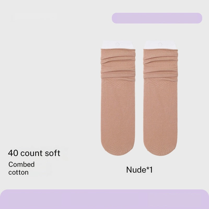 Combed Cotton Sweat-absorbent Deodorant Solid-color Knee-high Socks