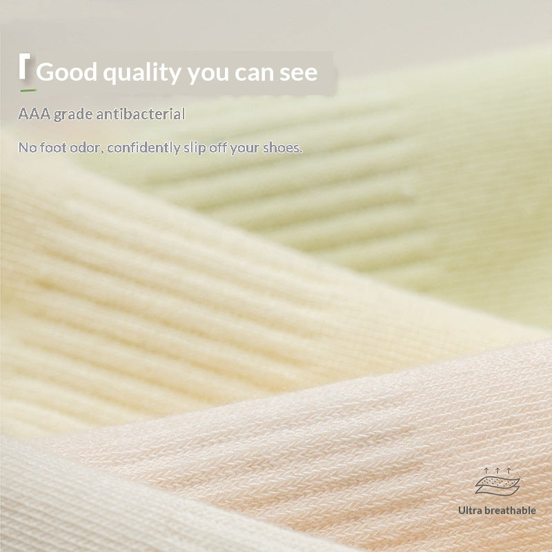 Mid-calf Solid-color Ankle Socks For Spring And Autumn Summer Style