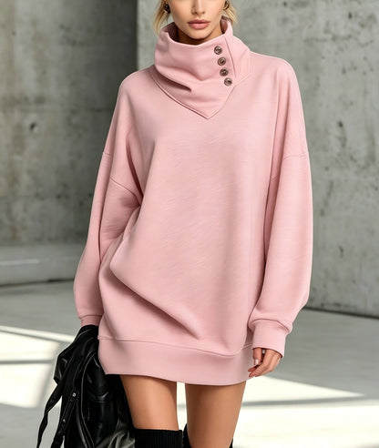 Vintage Loose-Fit Button-Down Mid-Length Womens Sweatshirt