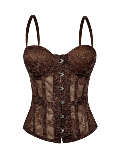 New Cross-Border Lace Embroidered Fishbone Corset Slimming Camisole Pure Desire Tube Top Outfit Fishbone Top