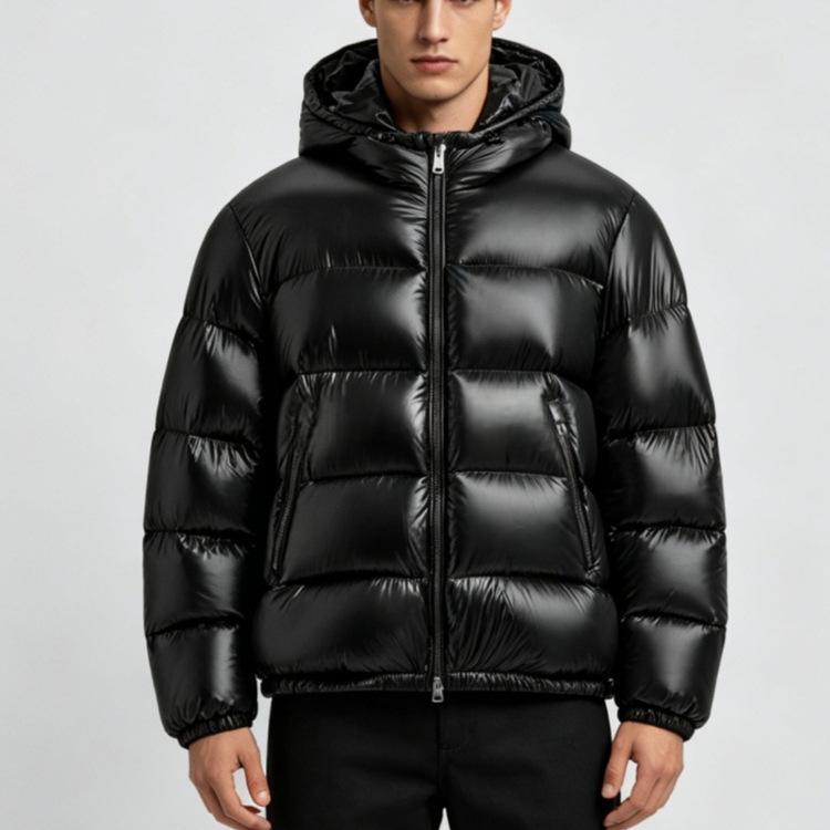 Mens Hooded Cotton Padded Jacket Casual And Warm European American Style Outerwear