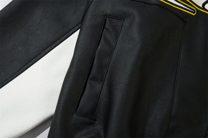 European And American-style Locomotive Racing Suit Leather Coat