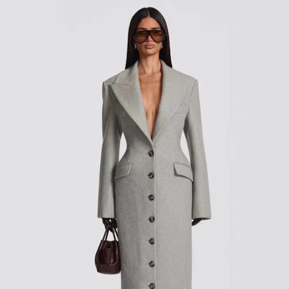 New Elegant Solid-color Lapel-tied Coat