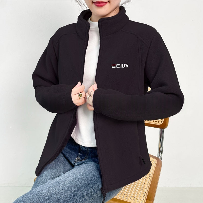 Fleece-lined Heavyweight Polar Fleece Windproof And Warm Stand-collar Jacket