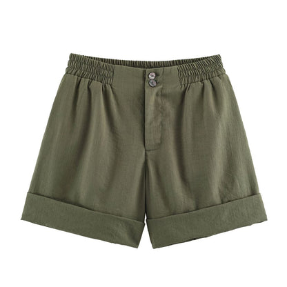 Casual Shorts With A Curled Hem Western Style