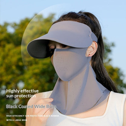 Womens All-in-One Sun-Protective Hat With Wide Brim And Seamless Design For Face And Neck