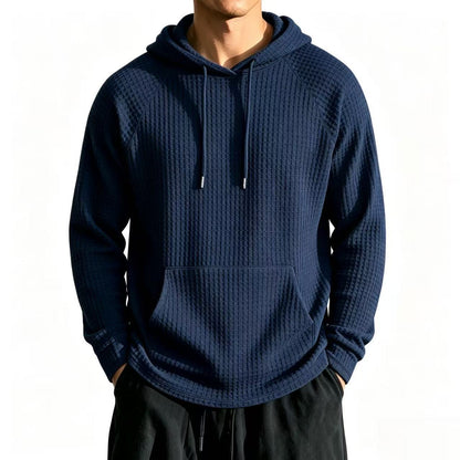 Mens Relaxed-fit Casual Waffle-knit Hooded Jacket