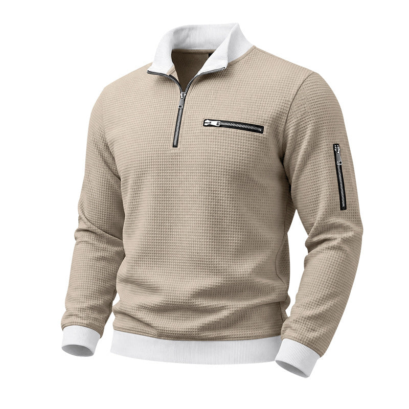 Mens Relaxed-fit Casual Stand-collar Hoodie