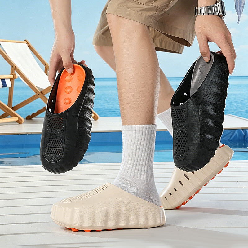 Internet-famous Chunky-sole Hole Shoes For Menheight-increasing And Slimming Closed-toe Slippers