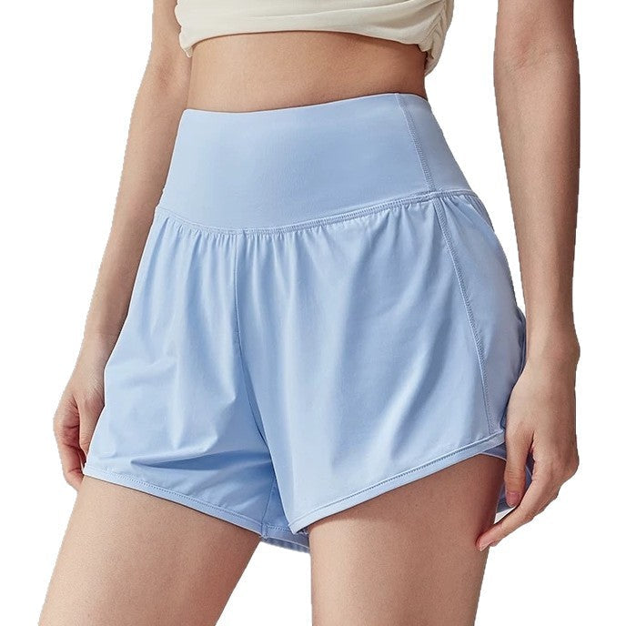 Women's Summer High-Waisted Tummy Control Sports Shorts, Faux Two-Piece, Anti-Slimming, Three-Quarter Length, Running, Fitness, Yoga Pants, Quick-Dry, Anti-Exposure