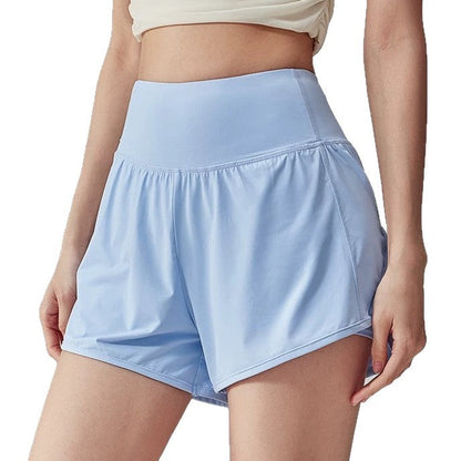 Women's Summer High-Waisted Tummy Control Sports Shorts, Faux Two-Piece, Anti-Slimming, Three-Quarter Length, Running, Fitness, Yoga Pants, Quick-Dry, Anti-Exposure