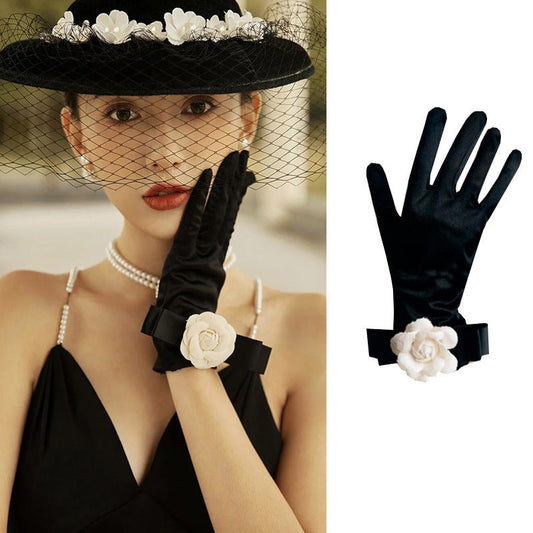 Women's Retro Black Evening Dress Gloves