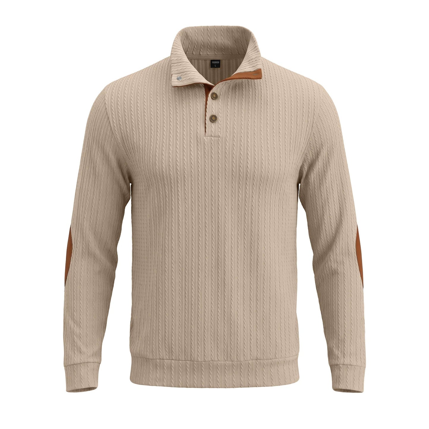 American-style Mens Top With A Stand-up Collar And Textured Jacquard Weave