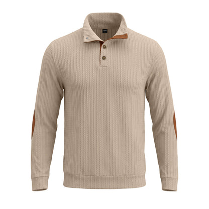 American-style Mens Top With A Stand-up Collar And Textured Jacquard Weave