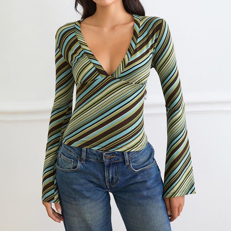 Summer New Sexy Trendy Cool Deep-V Neck Long Sleeves