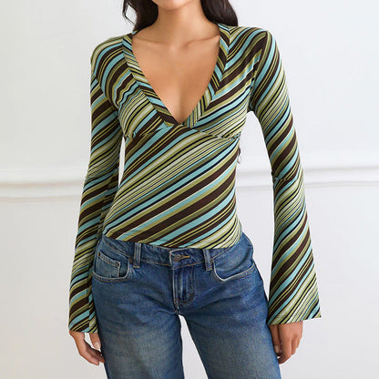 Summer New Sexy Trendy Cool Deep-V Neck Long Sleeves