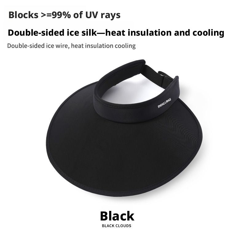 Extra large hollow top sun protection cap-foldable-black-1 piece