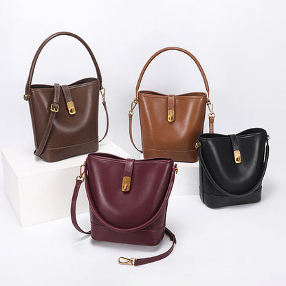 Retro Light-Luxury Vegetable-Tanned Leather ShoulderCrossbody Bag