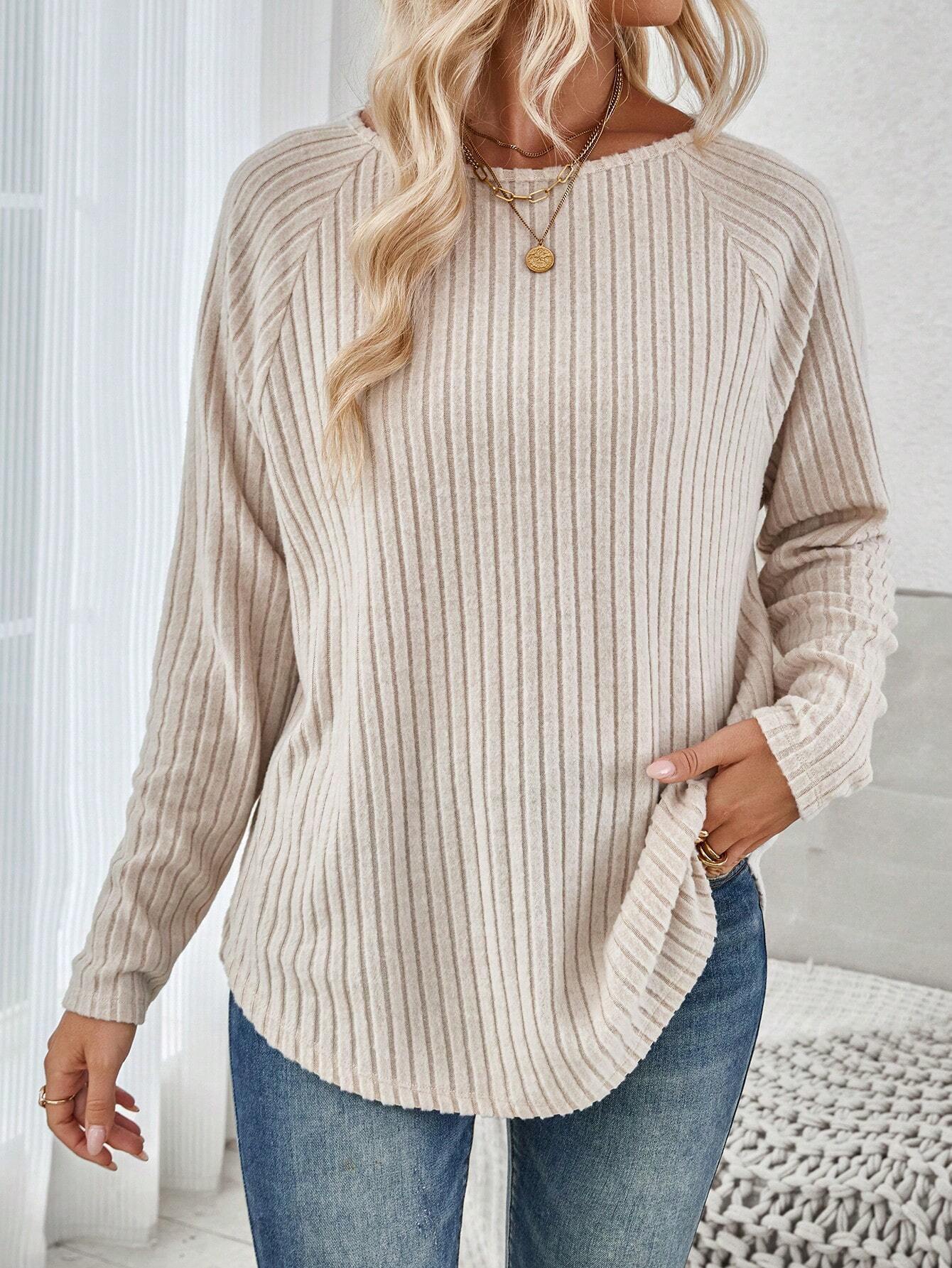 Spring New Women's Loose Long-sleeved Casual Women's Solid Color Fleece Sleeve T-shirt For Women