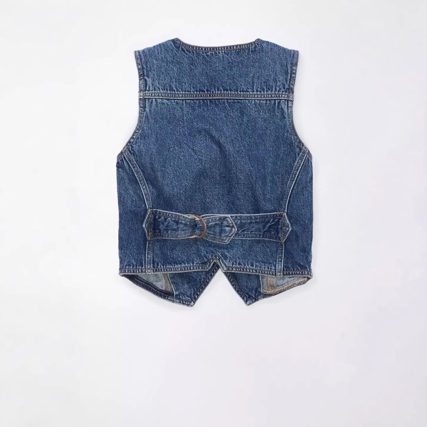 Womens Sleeveless V-Neck Top Denim Vest Petite Waistcoat