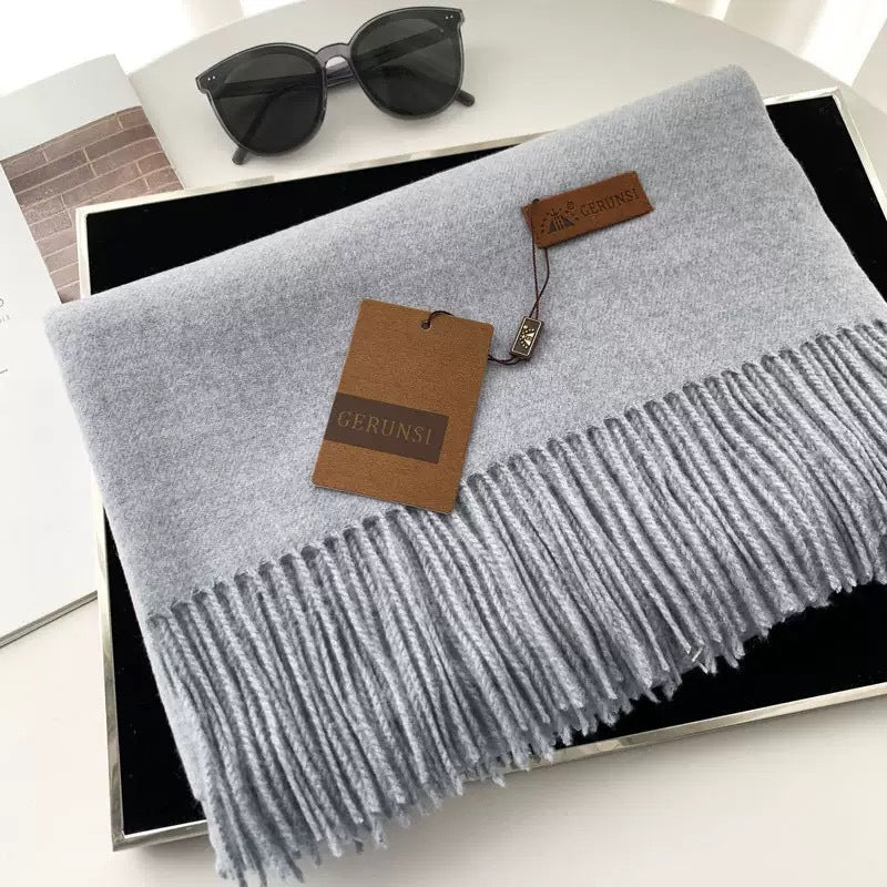 Womens Thickened Fashionable Solid-Color Tassel Scarf
