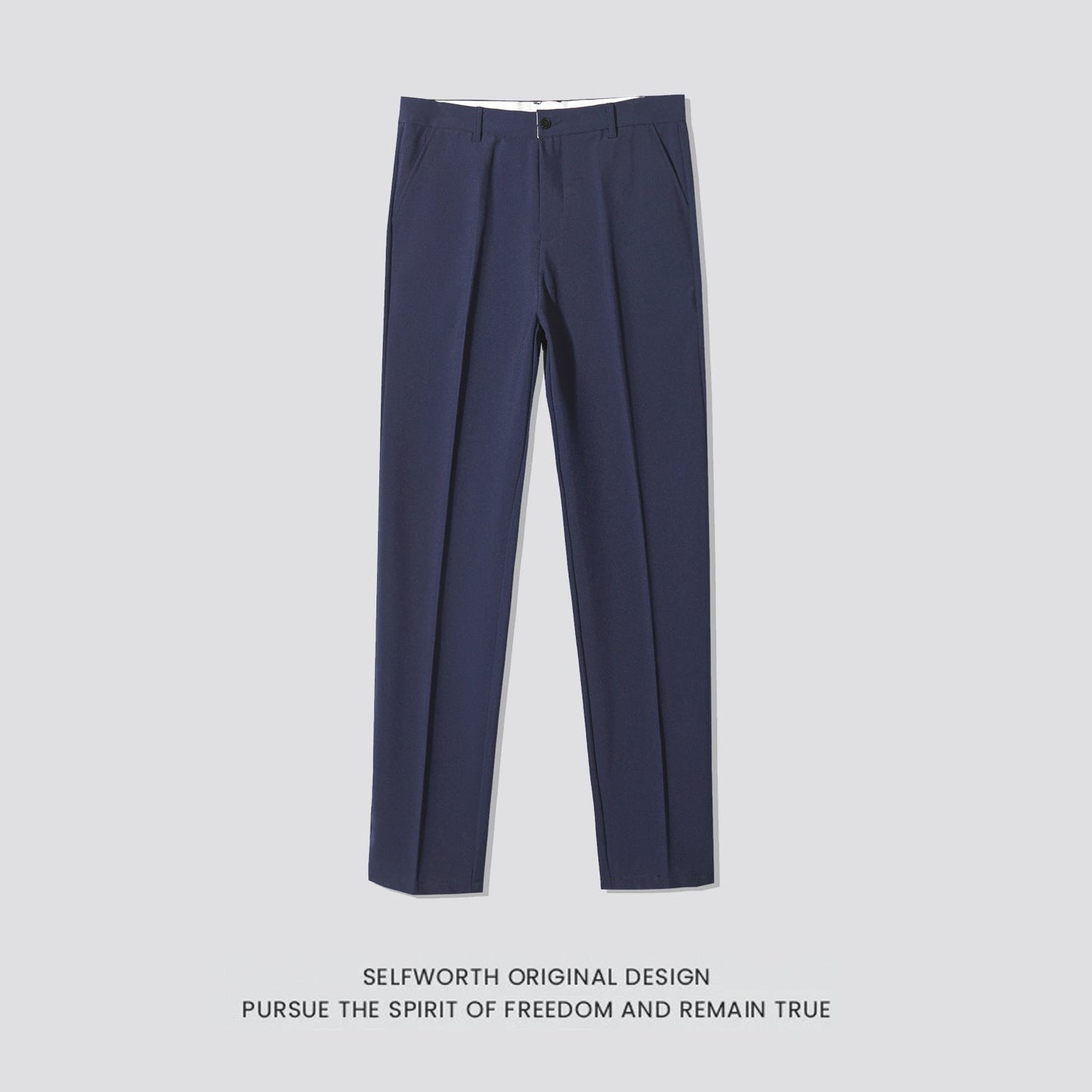 Mens Straight-leg Casual Pants Slim-fit Mature Style