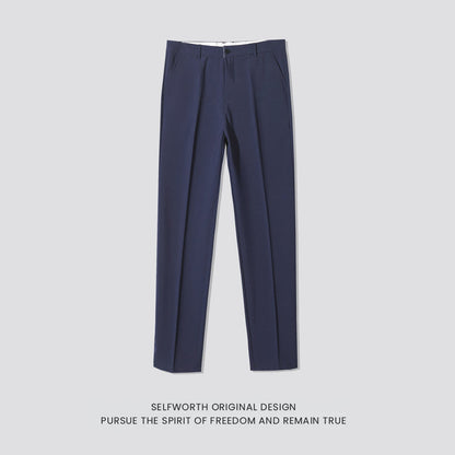 Mens Straight-leg Casual Pants Slim-fit Mature Style