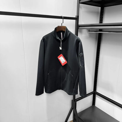 Men's Seamless Bonded Zip Up Jacket High Density Knit Stand Collar Casual Light Business Outerwear Slim Athletic Windbreaker For Spring Autumn