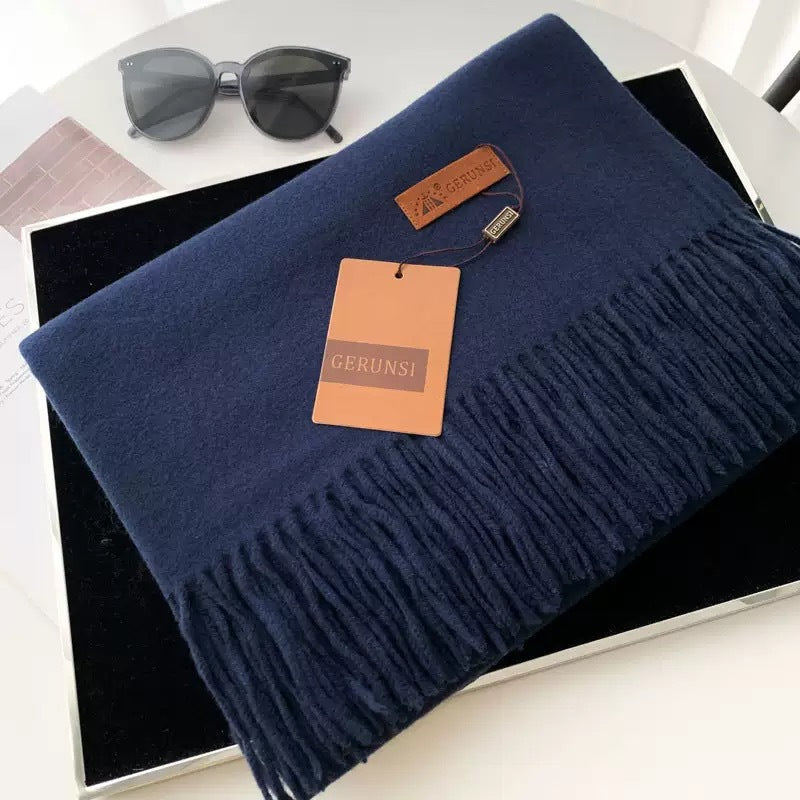 Womens Thickened Fashionable Solid-Color Tassel Scarf