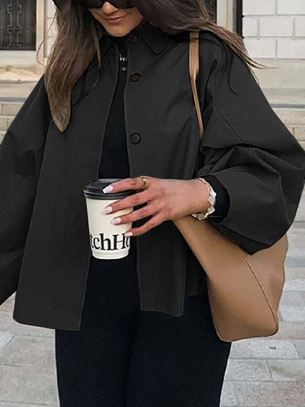 French-style Khaki Workwear Trench Coat Loose-fitting Mid-length