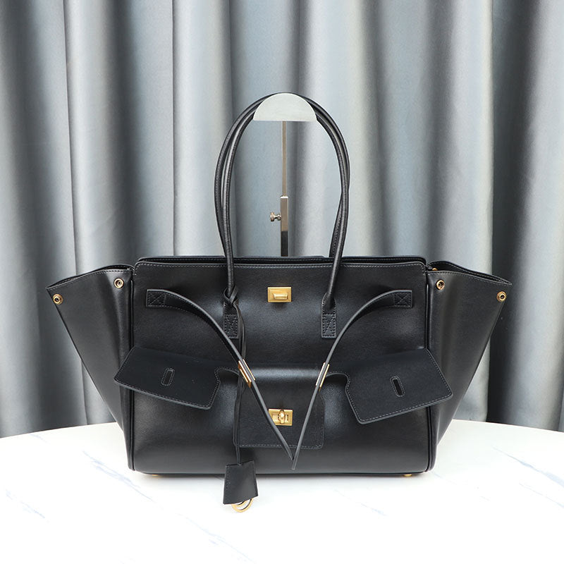Large-Capacity Neutral-Style Tote Wing Genuine Leather Motorcycle Shoulder Bag
