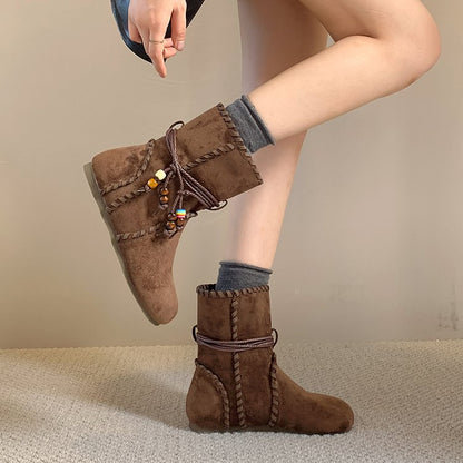 2026 Fall New Women Niche Vintage Tassel  Ankle Boots, Suede Invisible Heightening Slim-Fit Boots