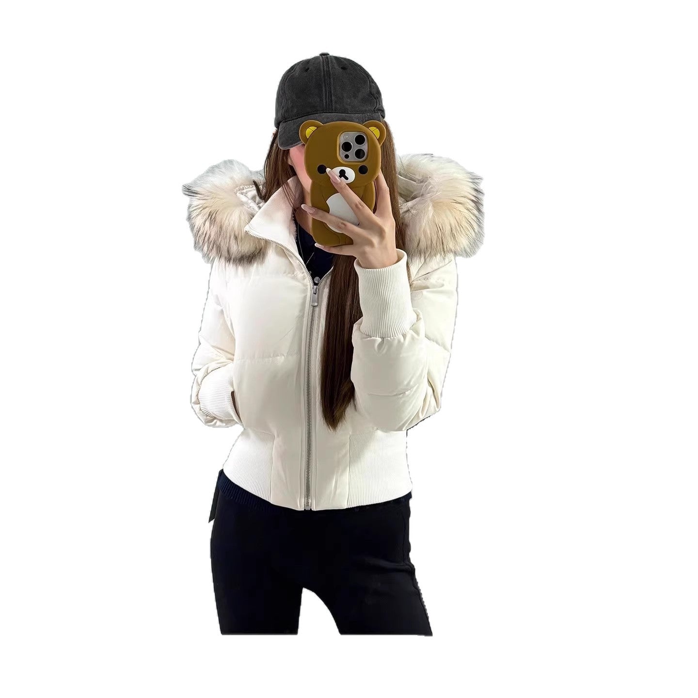 Womens Thickened Fleece-lined Slim-fit Cotton Coat