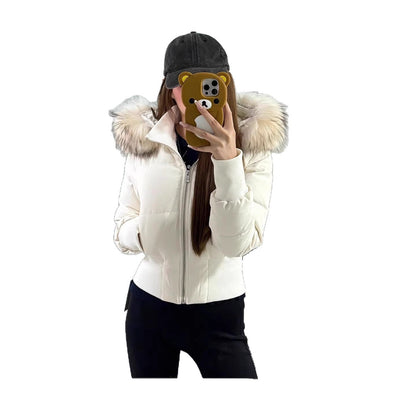 Womens Thickened Fleece-lined Slim-fit Cotton Coat