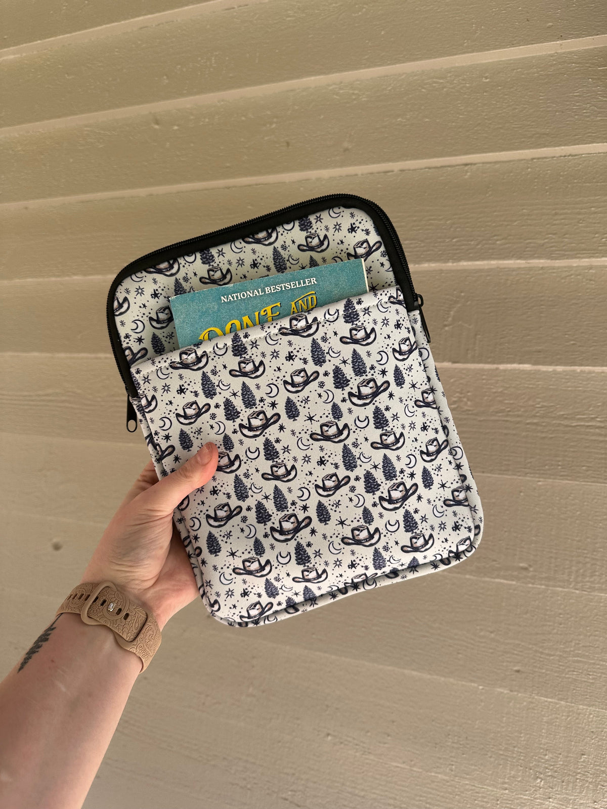 Midnight Cowboy Print Book & Tablet Sleeve – Western Cowgirl Starry Night Design