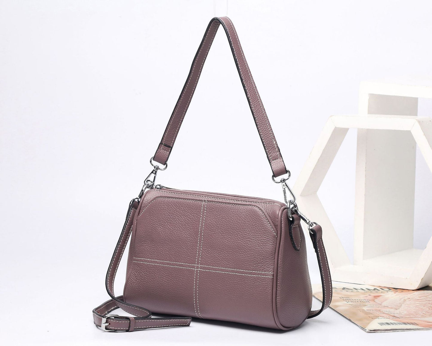 Women's Full-grain Leather Single-shoulder And Crossbody Bag