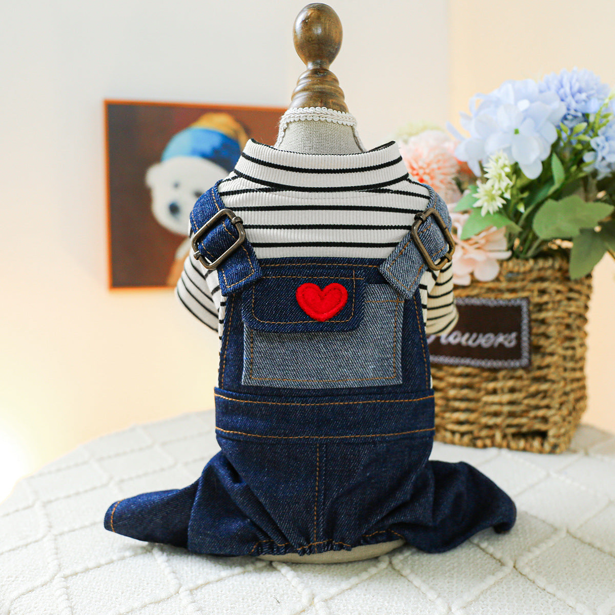 Pet Clothes Dog Four Feet Heart Vintage