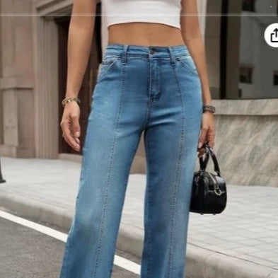 Womens Fashionable Casual Loose-Fit Denim Jeans