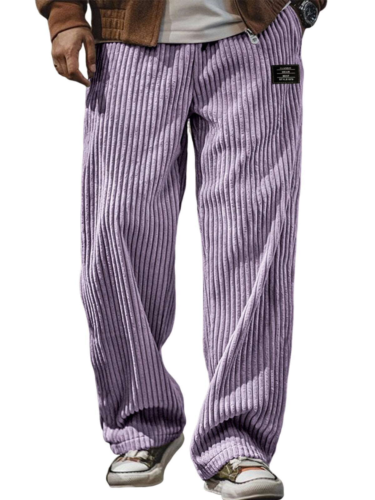 Pocket-embroidered Black-label Loose Straight-leg Casual Pants