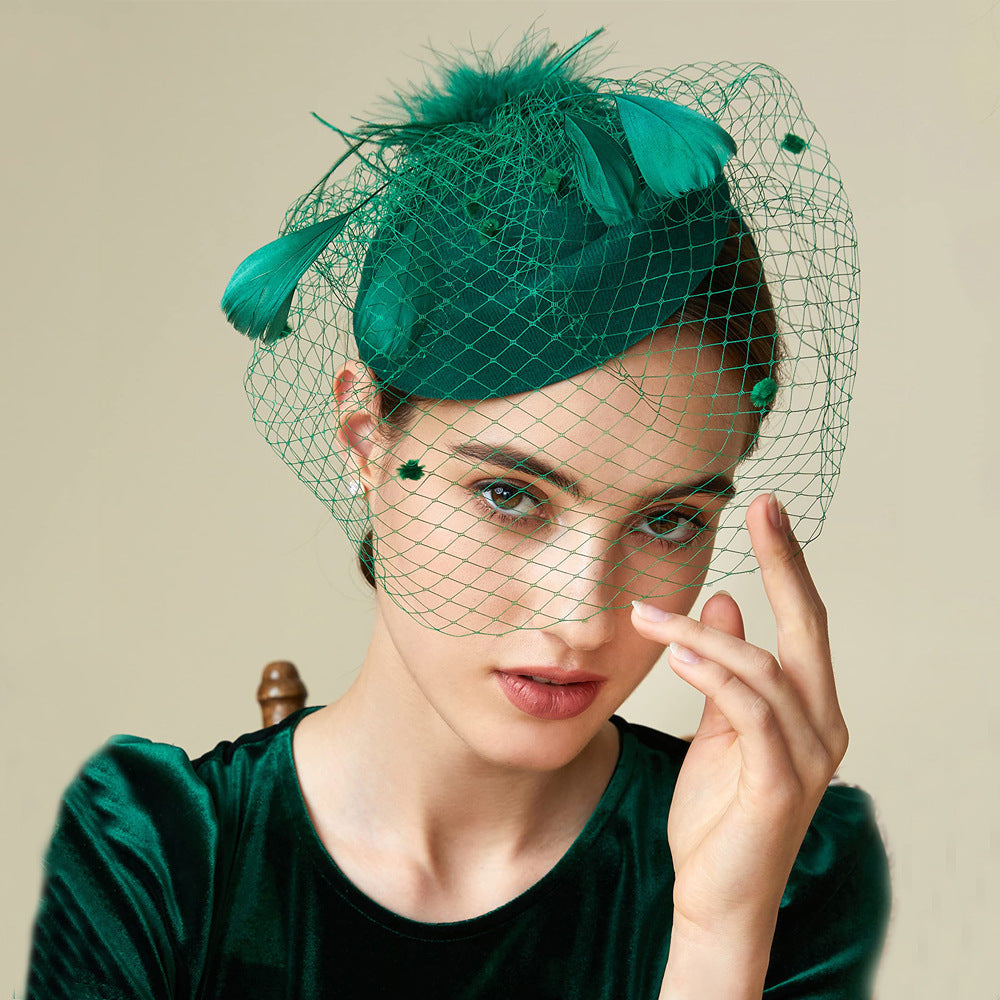 Hairband Decoration European And American Ladies Top Hat Horse Racing Feather Hair Accessories
