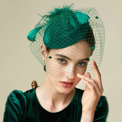 Hairband Decoration European And American Ladies Top Hat Horse Racing Feather Hair Accessories