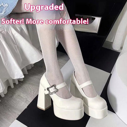 Chunky Heel Round Head Pumps Women