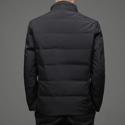 Mens Casual Color Stand-collar White Duck Down Warm Down Jacket