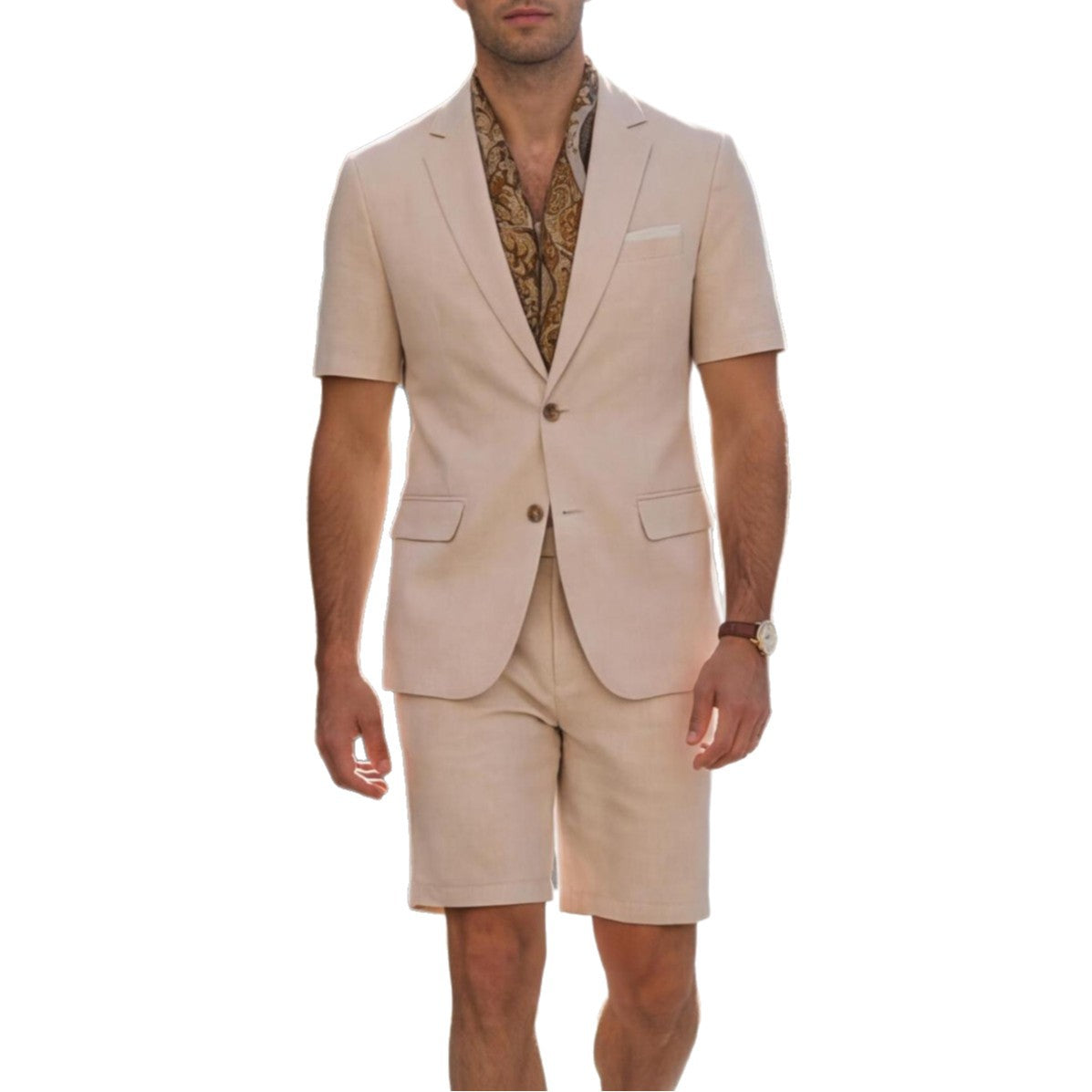 SpringSummer Mens Casual Short-Sleeve Two Piece Suit